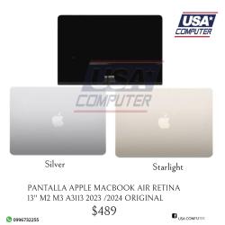 PANTALLA APPLE MACBOOK AIR RETINA 13 A3113 M3 2024 CASE METALICO+DISPLAY STARLIGHT SILVER ORIGINAL