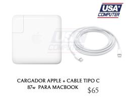 Cargador Apple 87w Macbook Pro Retina 15 A1707 A1719 2016 + cable Usb-c